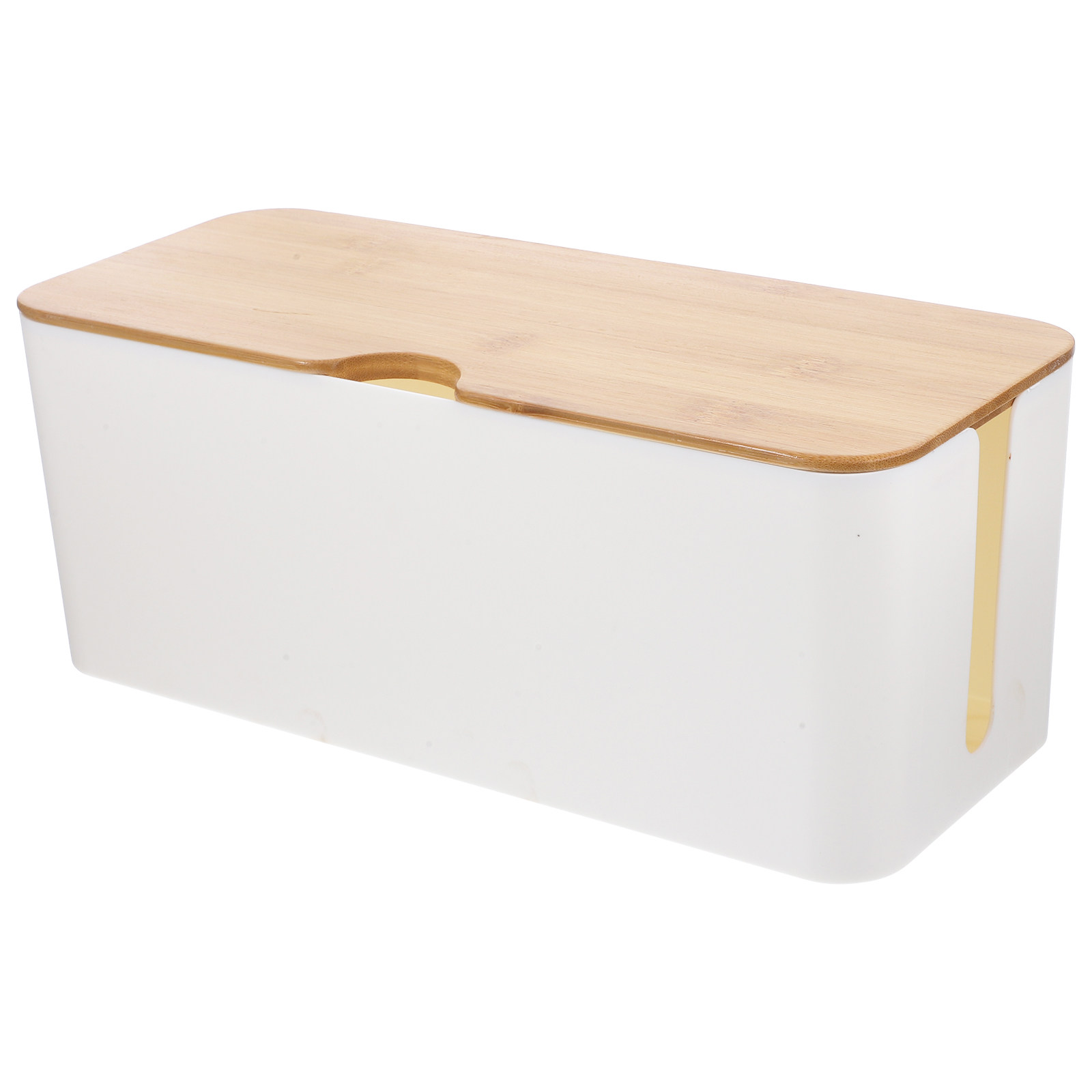 Food Storage Management - Bamboo Lid Cable Organizer Box Large