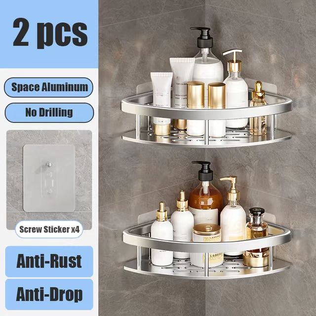 Food Storage Shelving - Bathroom Shelf No Drill Wall Mounted