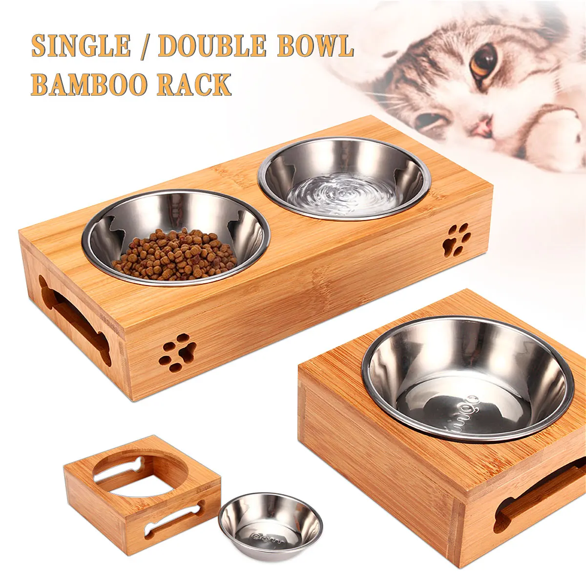Pet Cat Bowl Bear Bamboo Plate - đánh giá và giá Food Storage Food Safety