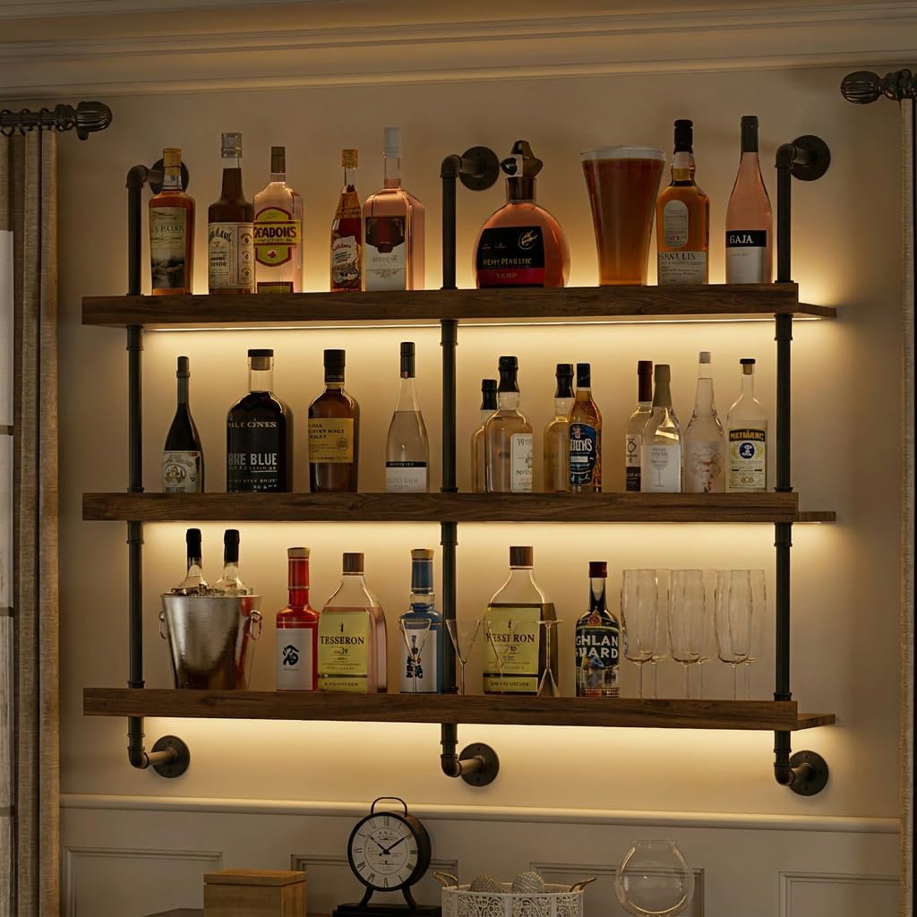 Wall Mounted Wine Rack With LE - đánh giá và giá Food Storage Shelving