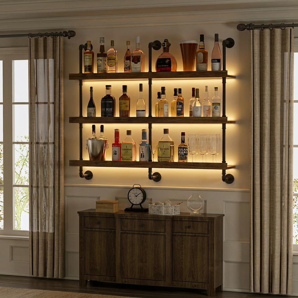 Wall Mounted Wine Rack With LE - đánh giá và giá Food Storage Shelving