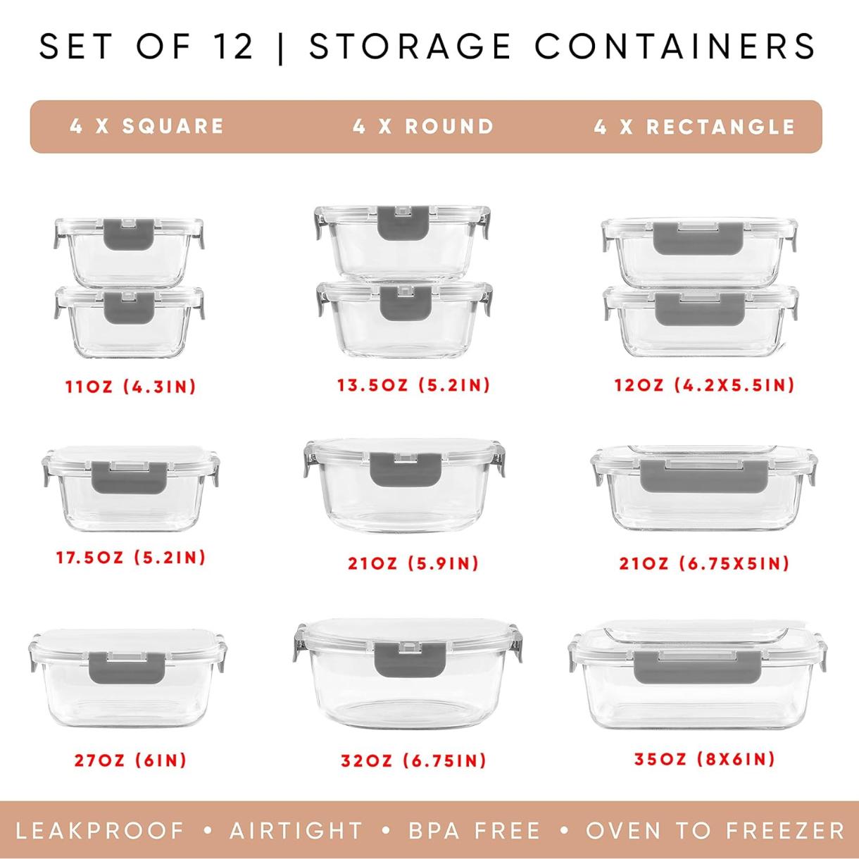 24pc Borosilicate Glass Storag - đánh giá và giá Food Storage Containers Tupperware